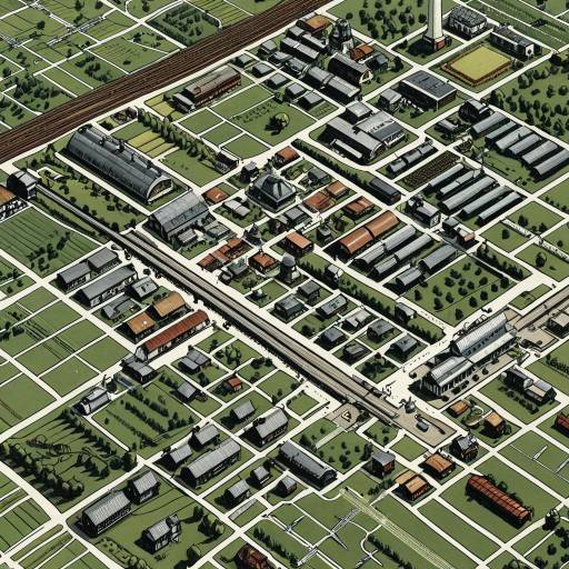 Isometric Map of 1920s Art Deco Farming Town