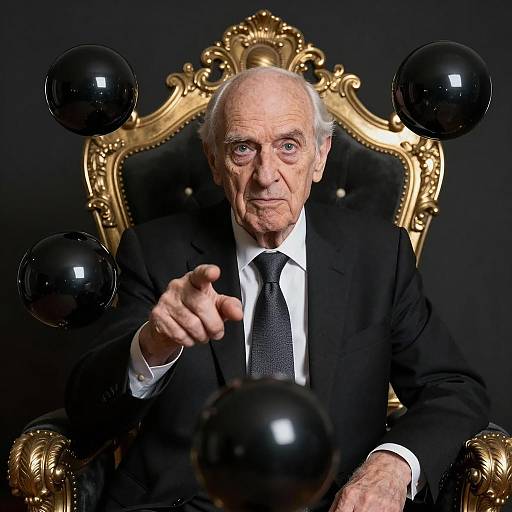 Intense Old Man with Reflective Balls