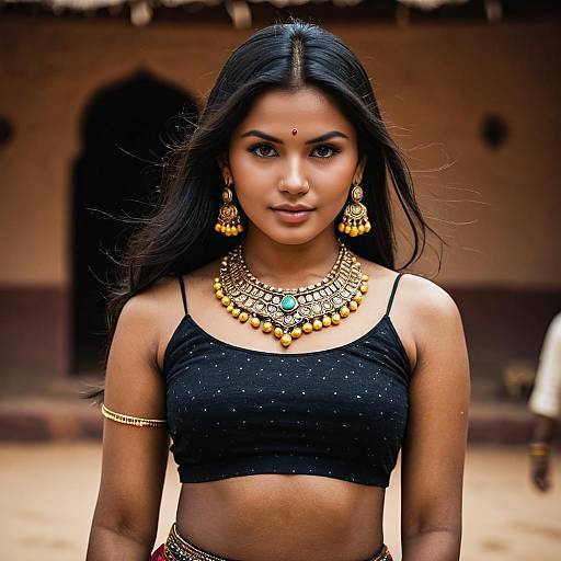 Rajasthani Style Jewelry on Dark-Skinned Woman
