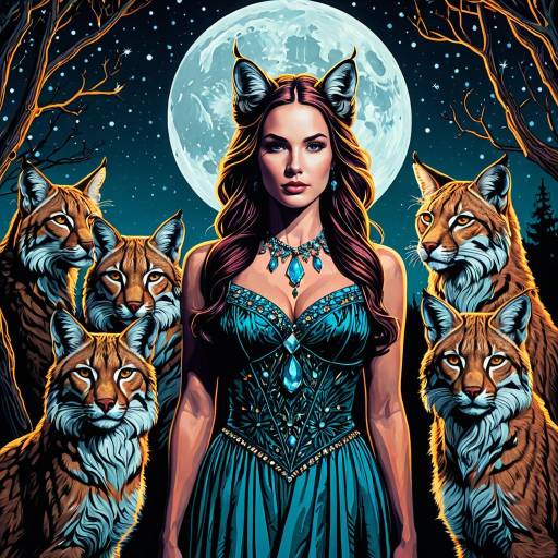 Moonlight Lady with Lynxes