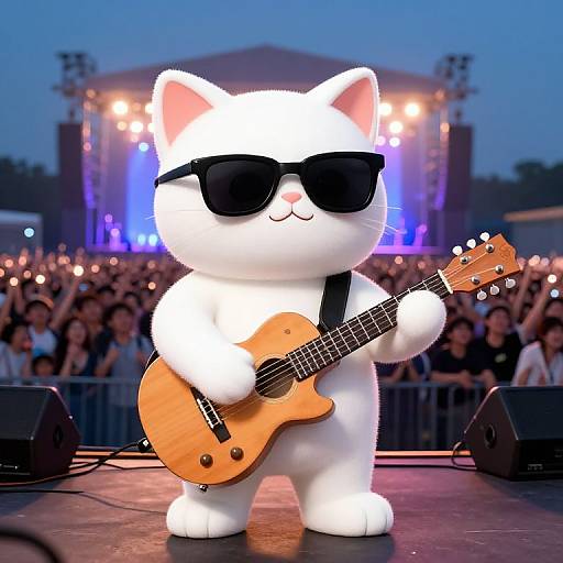 Cool Cat Rocking Guitar on Stage