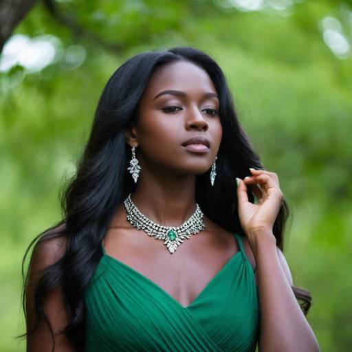 Elegant Dark-Skinned Girl in Nature