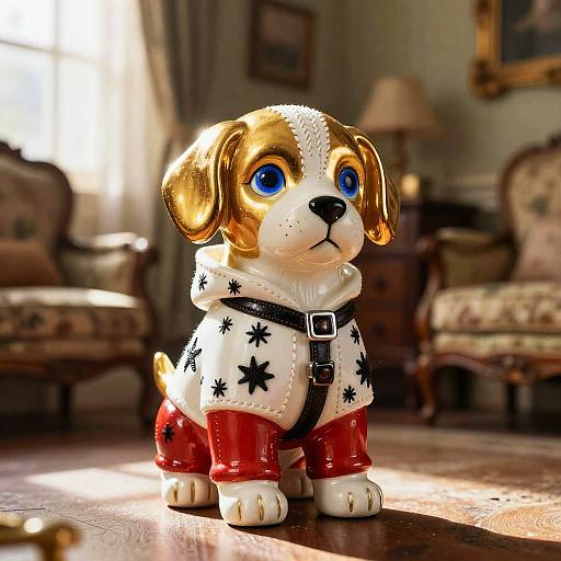 Charming Porcelain Puppy Figurine