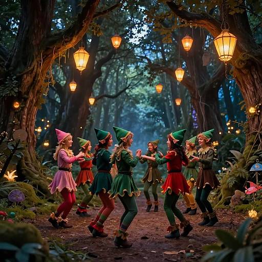 Elf Dance Party in Magical Forest