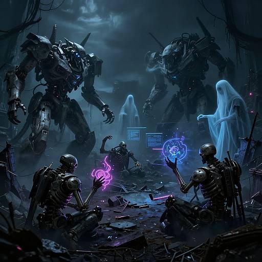 Haunted Mech Battlefield Dark Fantasy
