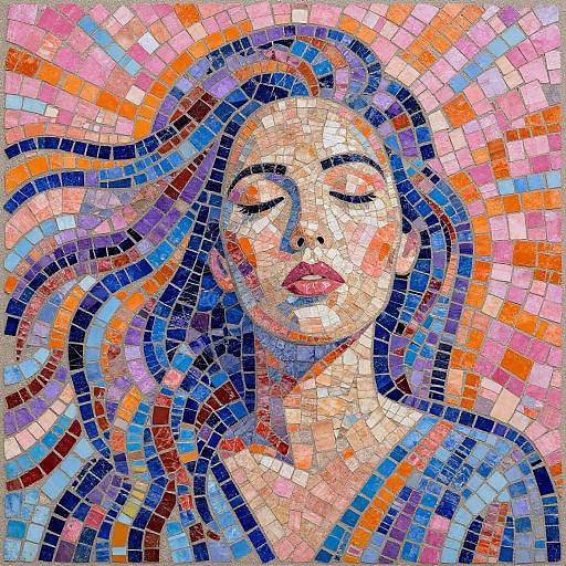 Vibrant Mosaic Portrait of Woman