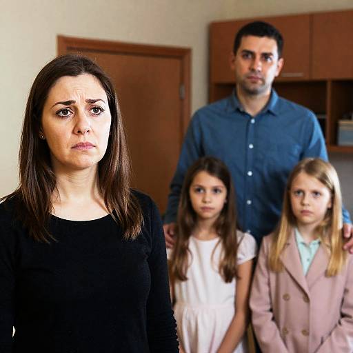 Concerned Family Portrait in Dim Room