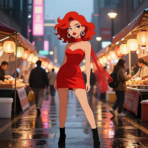 Vibrant Urban Night Market Fashion