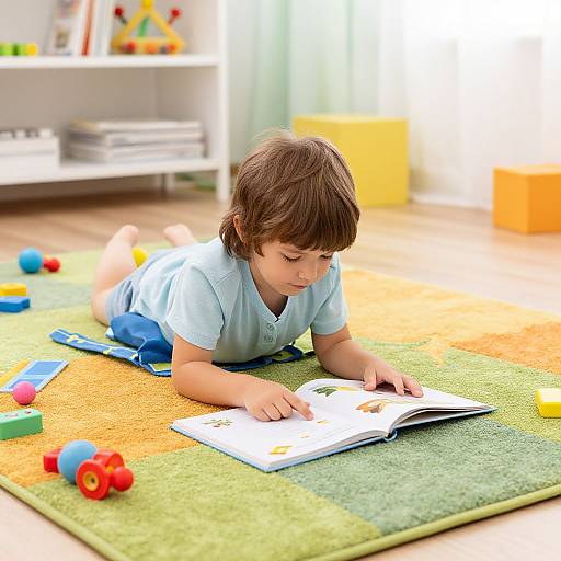 Child Reading in Colorful Nursery