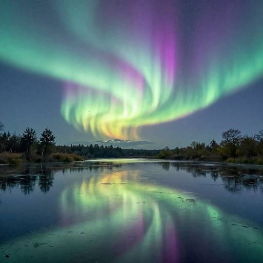 Monet-Style Tranquil Aurora Pond