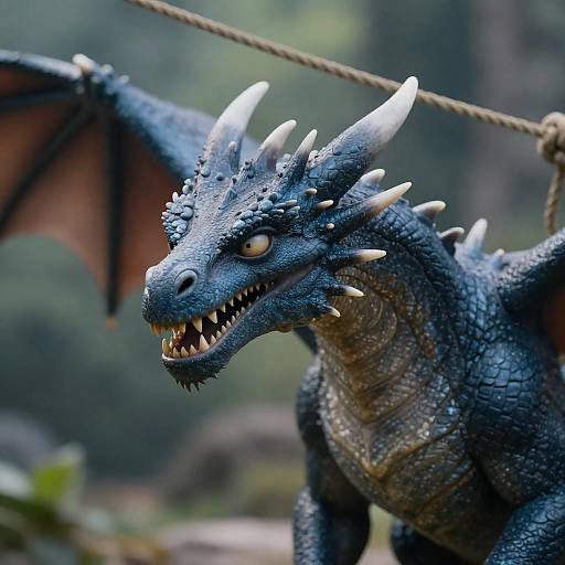 Menacing CGI Dragon in Blurred Greenery