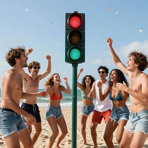 Dynamic Crosshatching Beach Party