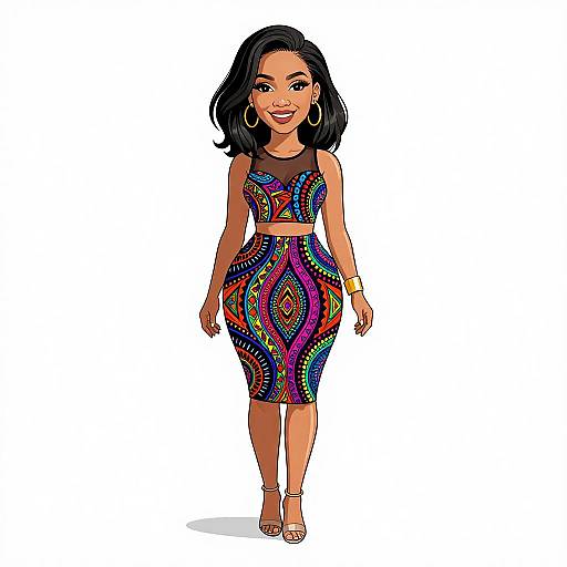 Vibrant Woman in Tribal-Inspired Outfit