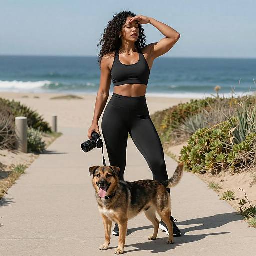 Muscular Woman on Sunny Coastal Path