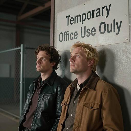 Industrial Scene with Two Men Leaning