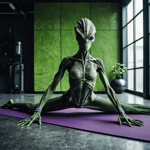 Reptilian Alien Doing Yoga Split Pose
