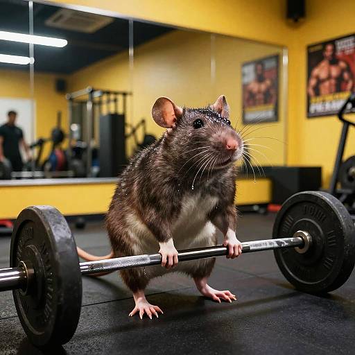 Strong Rat Weightlifting in Gym