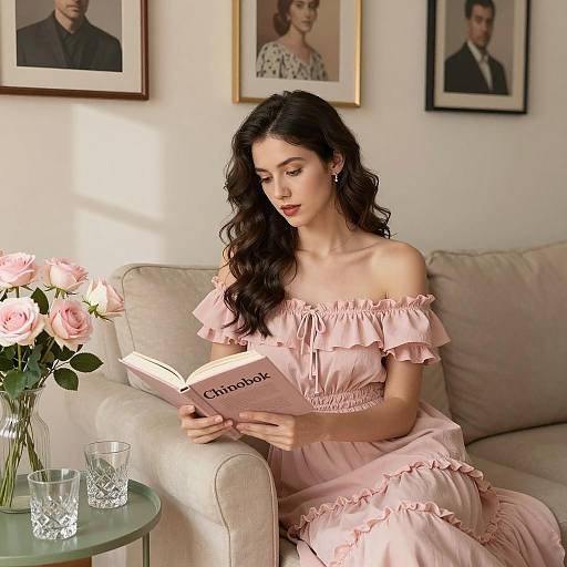 Elegant Woman Reading in Cozy Setting