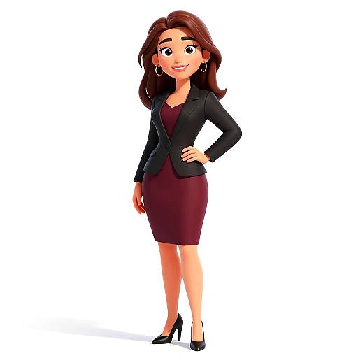 Confident Woman Cartoon Style