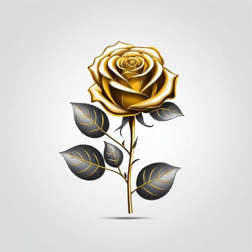 Elegant Golden and Silver Rose Icon