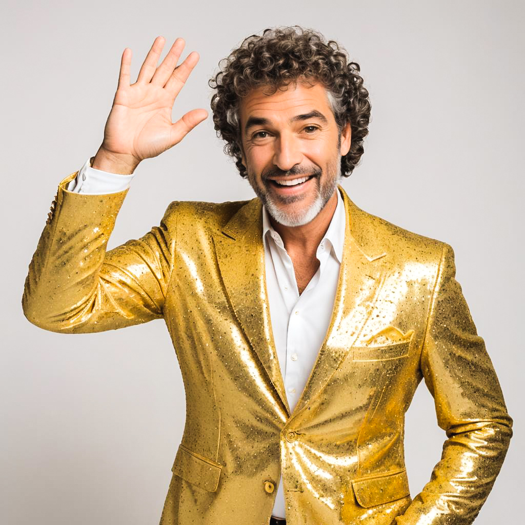 Cheerful Middle-Aged Man in Disco Style