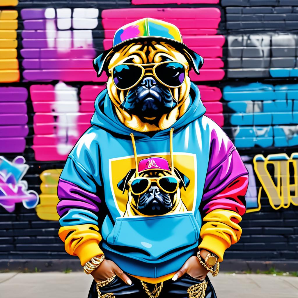 Gangster Pug: Hip-Hop Style Portrait