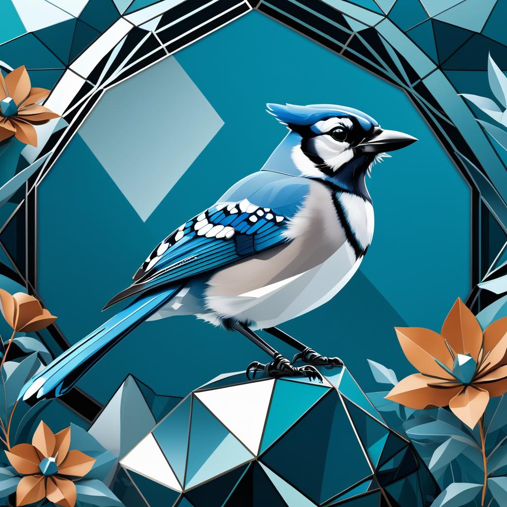 Art Deco Animatronic Blue Jay Illustration