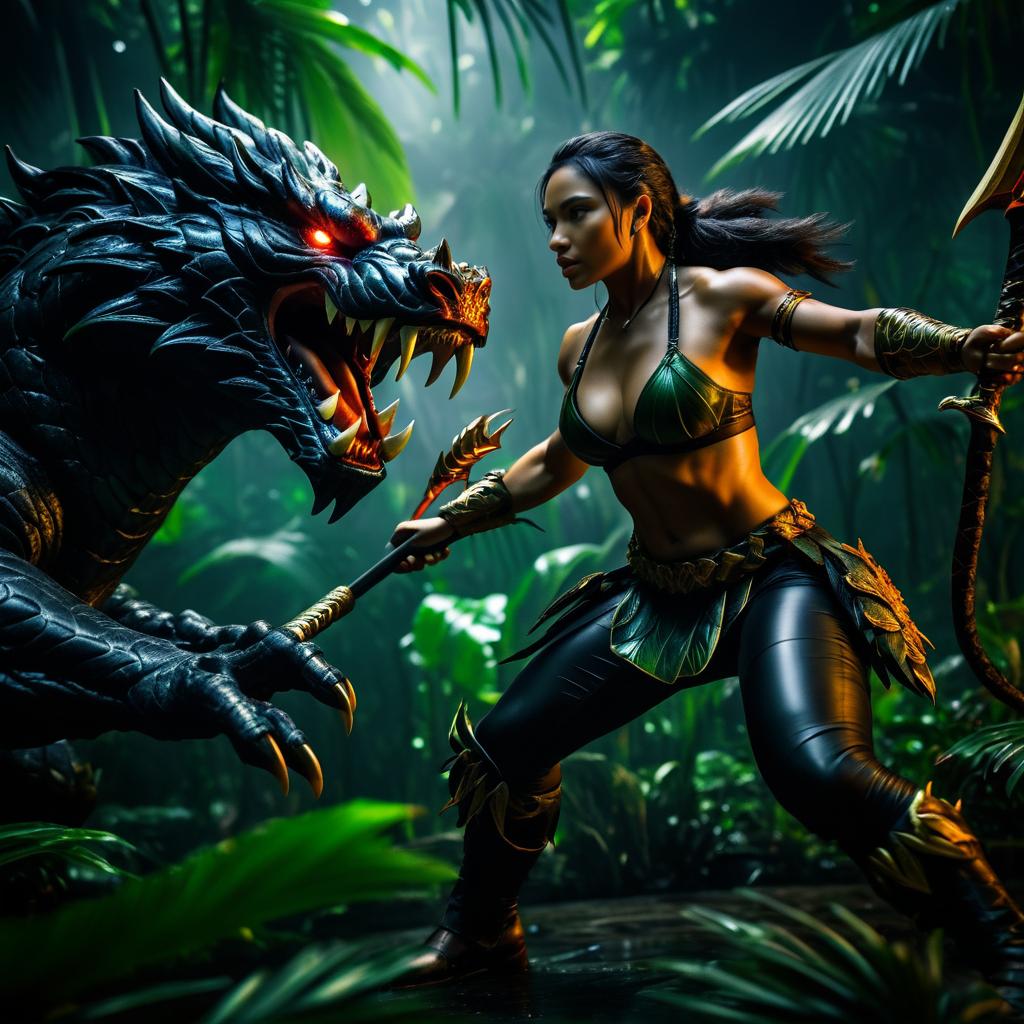 Epic Jungle Battle: Fighter vs Serpent