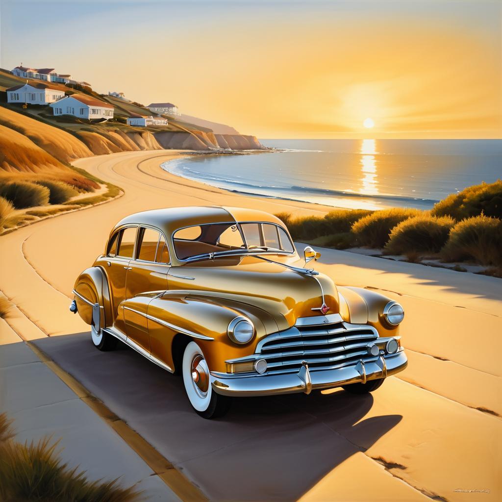 Vintage Car at Sunset: A Fine Art Tribute