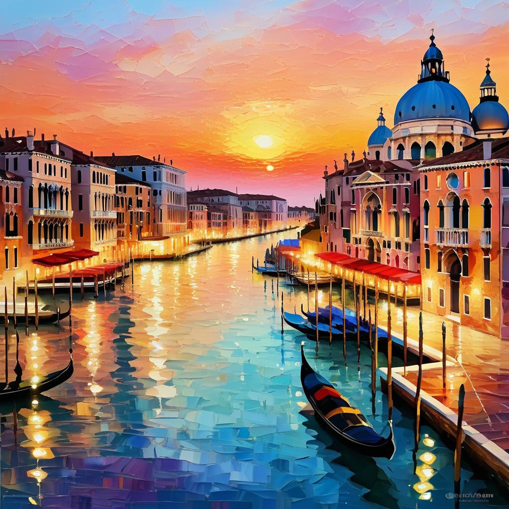 Monet Inspired Venice Sunset Painting