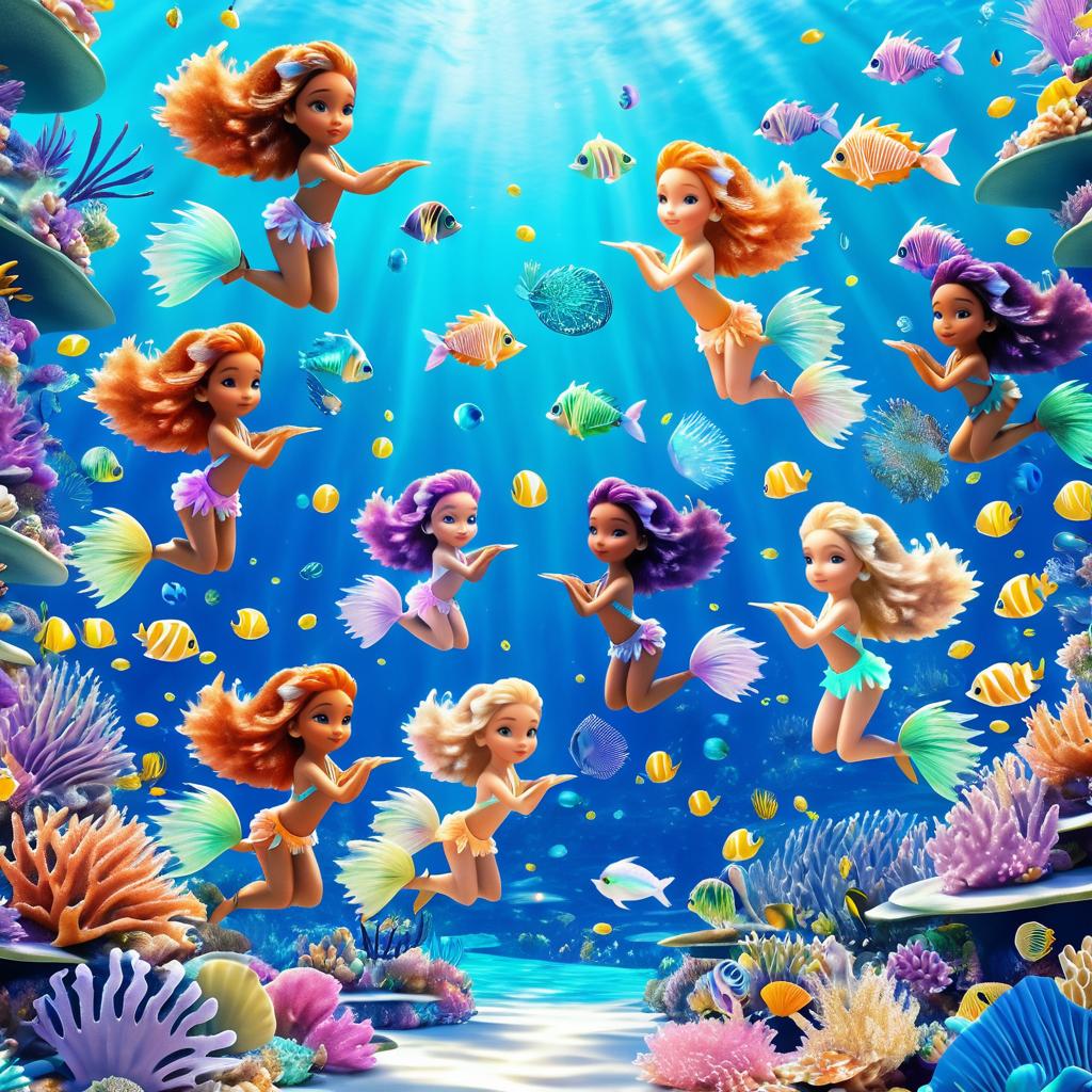 Whimsical Mermaids in Colorful Coral Reef