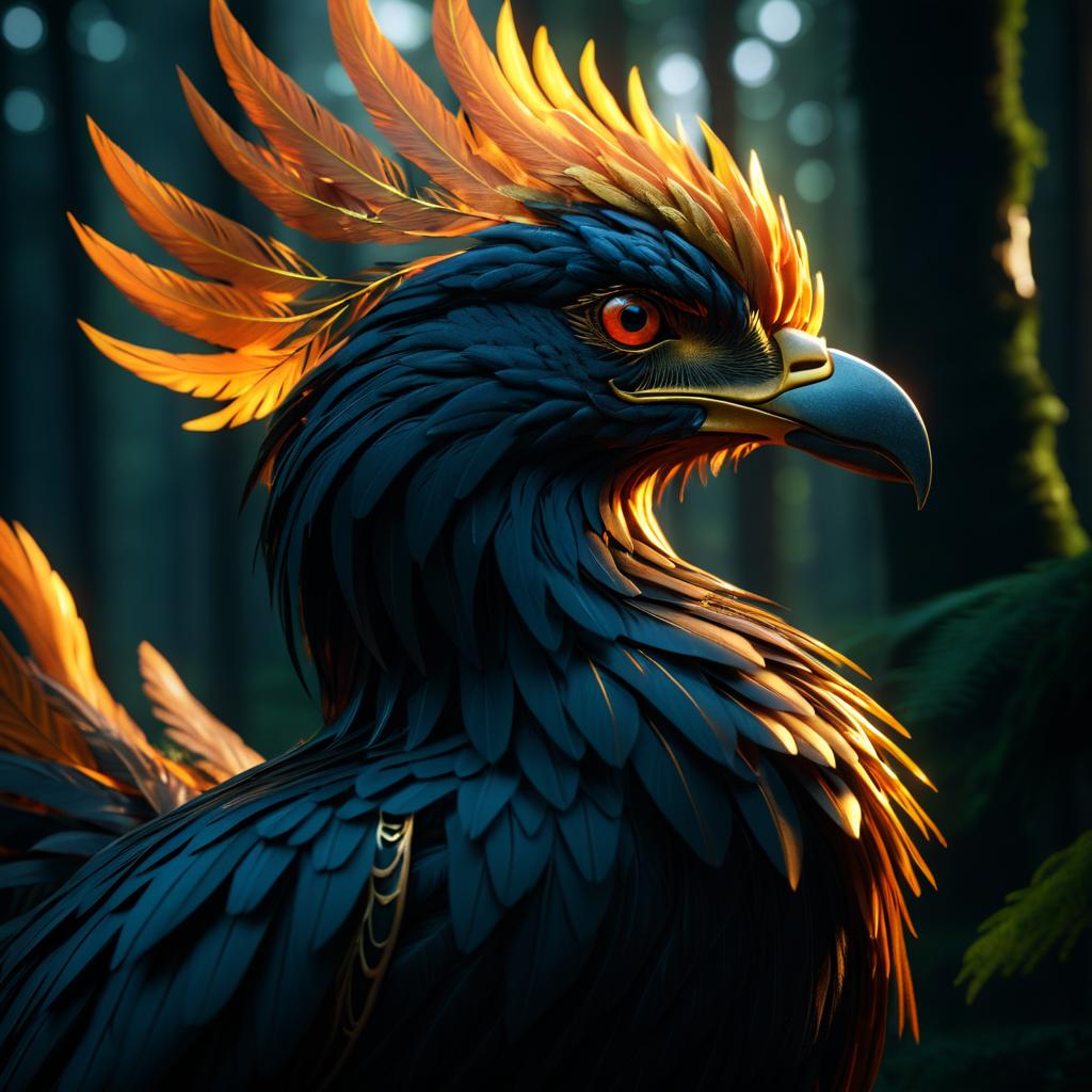 Majestic Phoenix Portrait in Forest