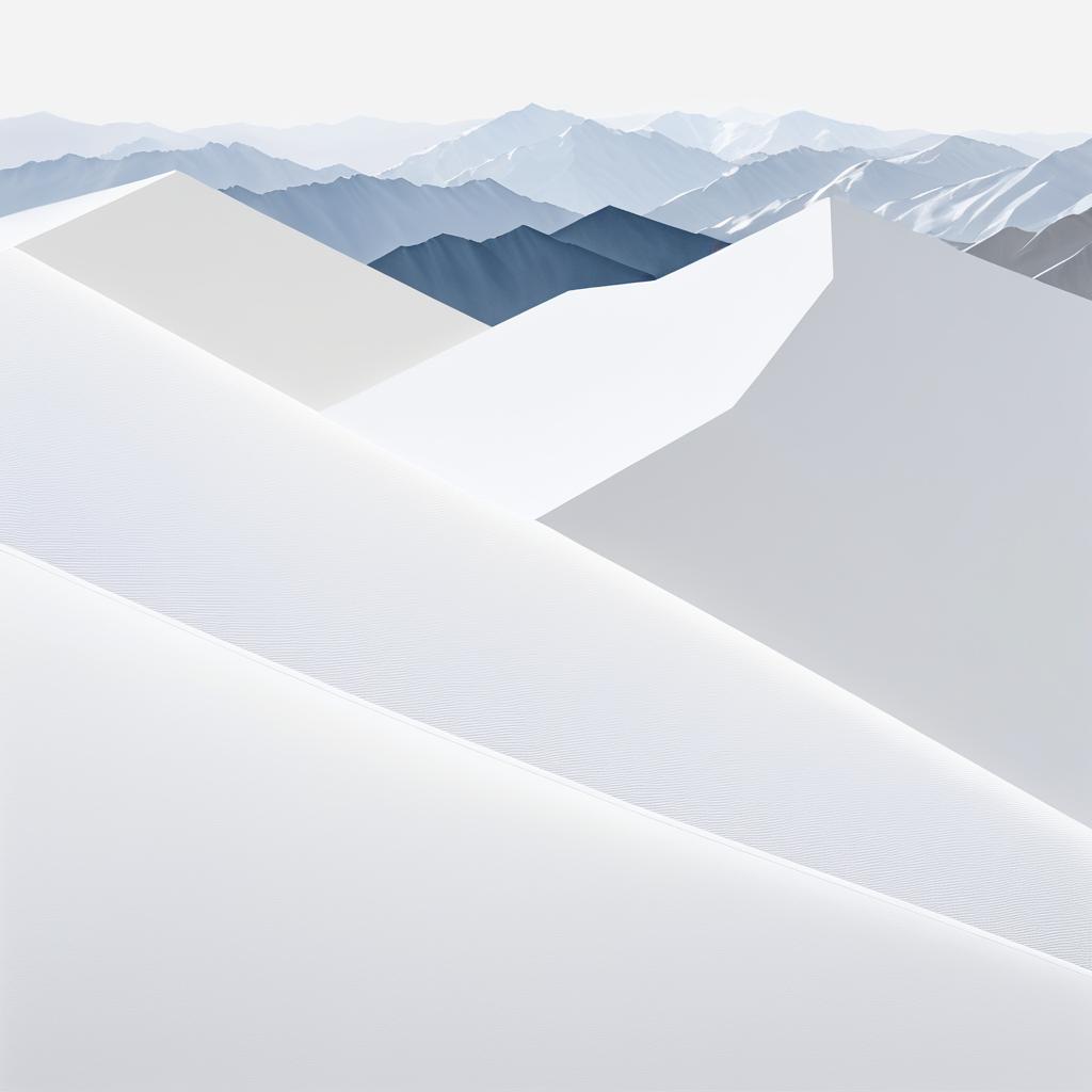 Minimalist Snowy Mountain Range Art