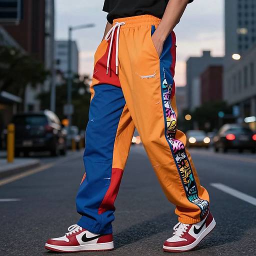 Bold Blocked Streetwear Track Pants