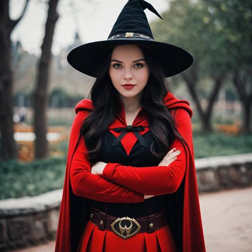 Woman in Scarlet Witch Inspired Costume