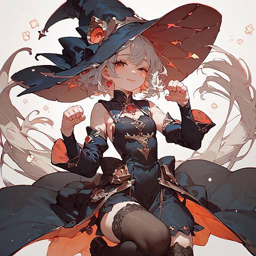 Cute Anime Witch Girl Pose