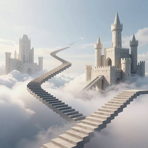 Surreal 3D Floating Staircases