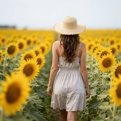 Summer Stroll Through Sunflower Field