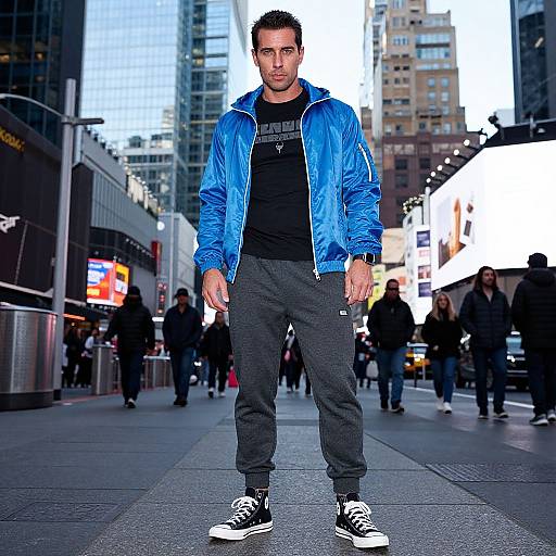 Confident Man in Urban Neon Style