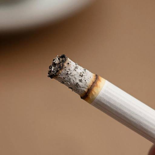 Close-up of Partially Burned Cigarette Tip