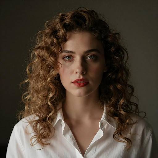 Dramatic Portrait of Curly Golden Hair