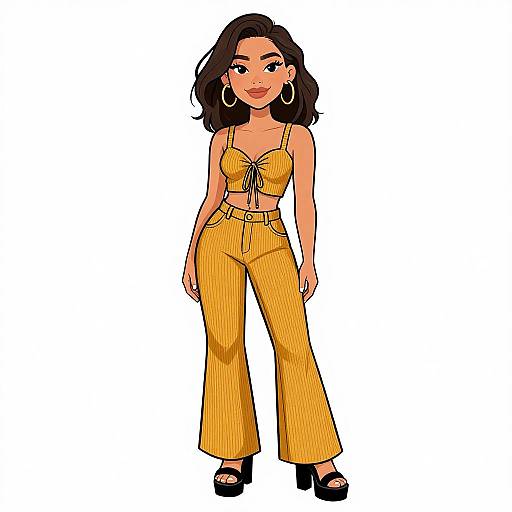 Smiling Woman in Mustard Boho Outfit