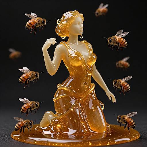 Hyper-Realistic Honey Woman with Bees