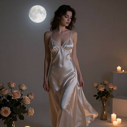 Ethereal Silk Lingerie Under Moonlight