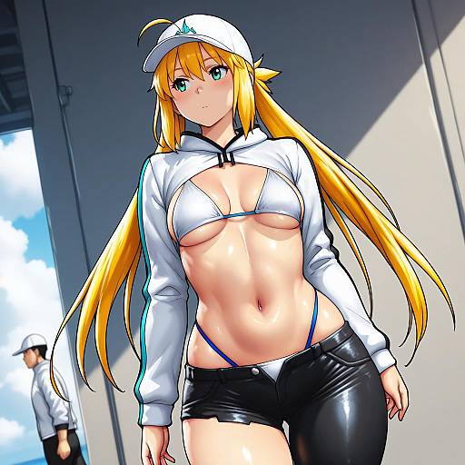 Illustration of Artoria caster (swimsuit) (first ascension) (fate), fate (series) in the style of Erkaz