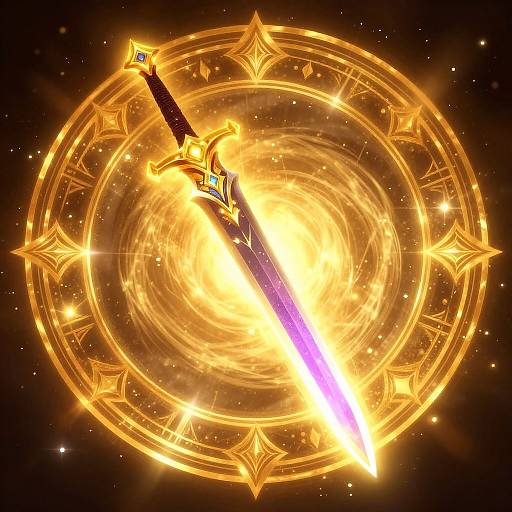 Glowing Magical Sword and Arcane Circle