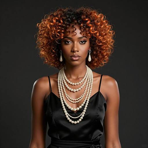 Elegant African American Woman with Curly Orange Hair