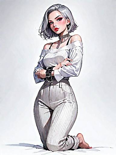 Contemporary Chic Woman Full-Body Portrait