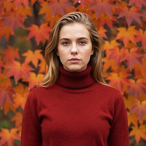 Young Woman in Autumn Leaves