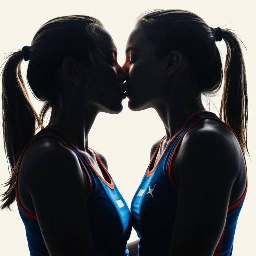 Hyperdetailed Silhouette of Twin Athletes